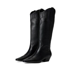 Steve Madden Dollie Western Boots Black 7 Knee High Embroidered $190